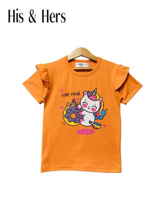 Dinocorn Orange T-Shirt Girls