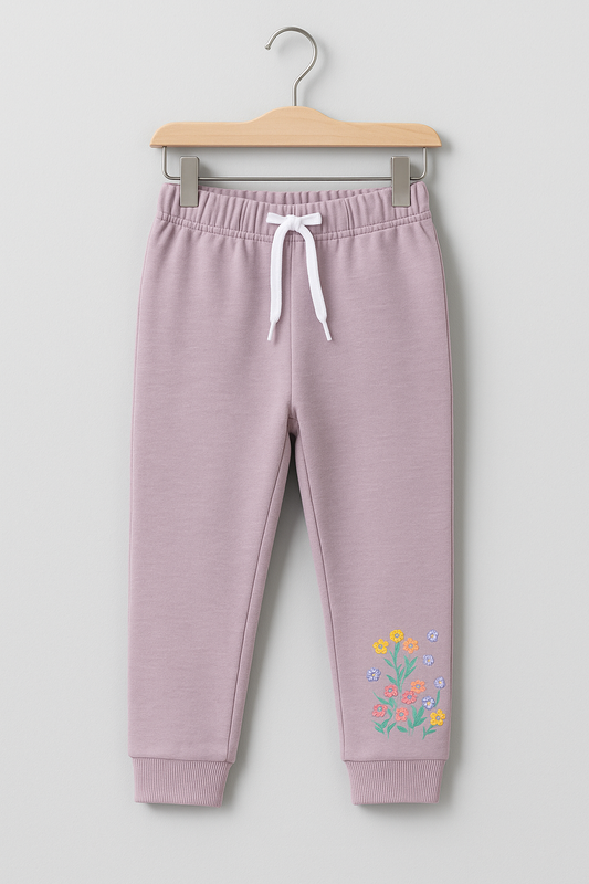 🌸 Lilac Bloom Embroidered Jogger Pants 🌸