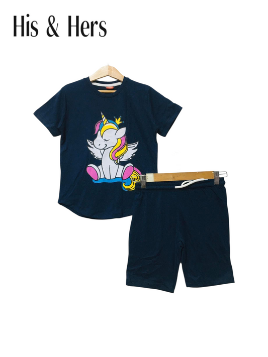 Unicorn Navy Nicker Suit Girls