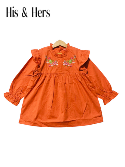 Embroidered Carrot Soft Cotton (Lawn) Girls Top 102