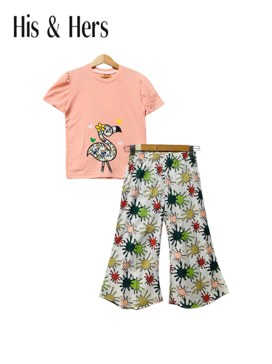 Flamingo Peach T-Shirt &Cotton Flapper