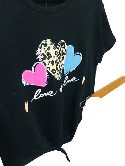 Love&Love  Black T-Shirt &Cotton Flapper Girls 201