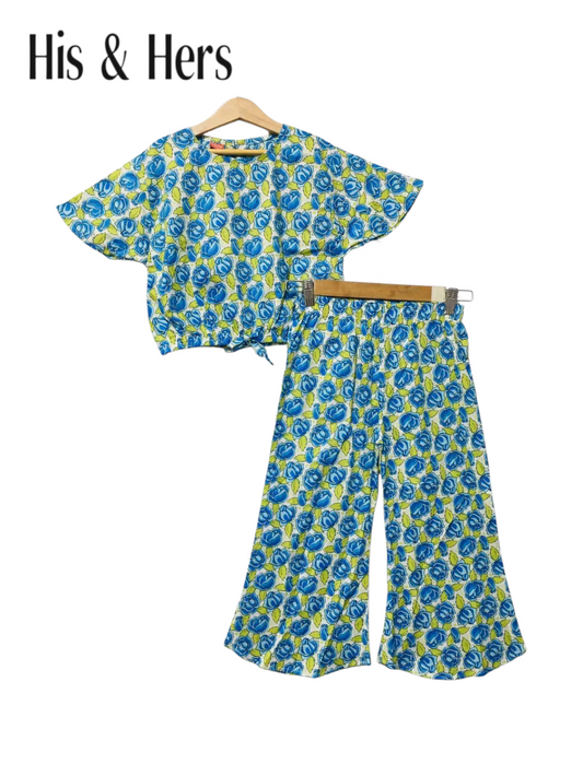 Blue Roses Allover Print Skate Fish Girls 246