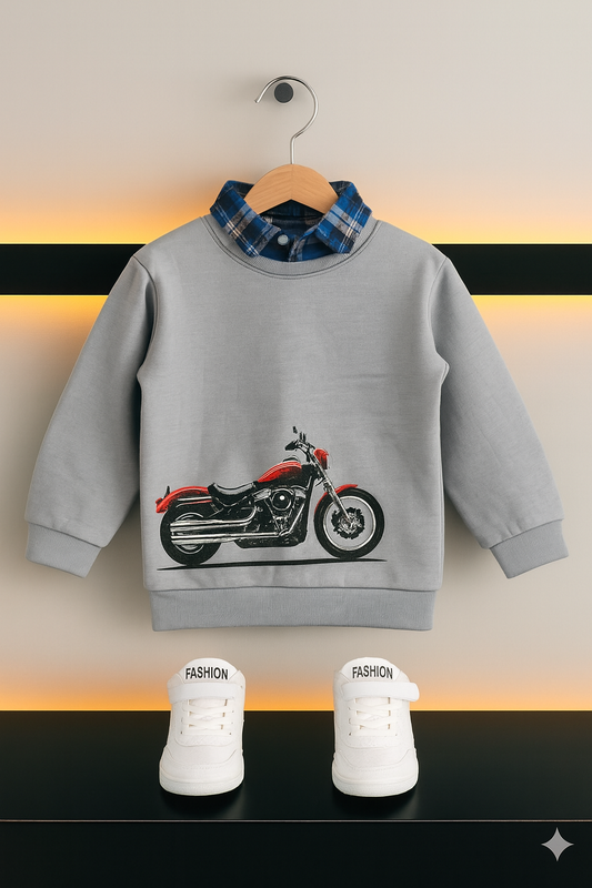 Motorbike Light Blue Double Sweatshirt Boys 519