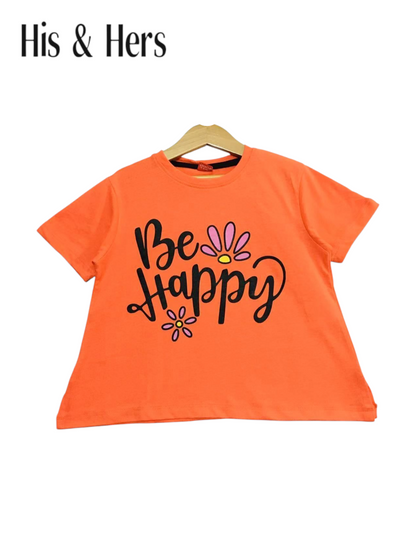 Be Happy Carrot Orange T-Shirt Girls 221