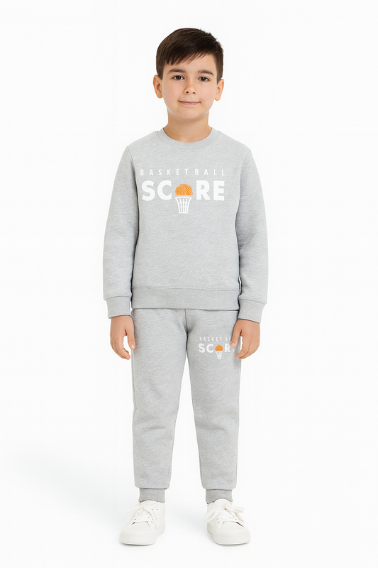 Boys’ Grey Basketball Tracksuit – “Score”423