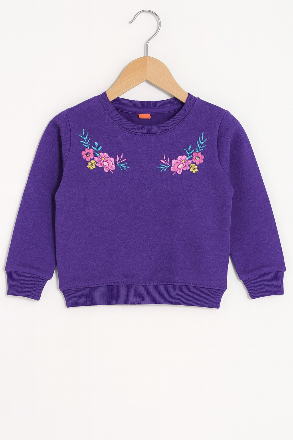Purple Blossom Embroidered Fleece Sweatshirt 110