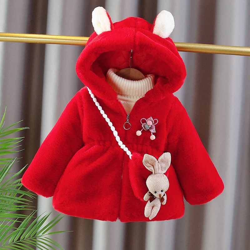 Bunny Charm Plush Jacket 🐰-Cerry Red 912