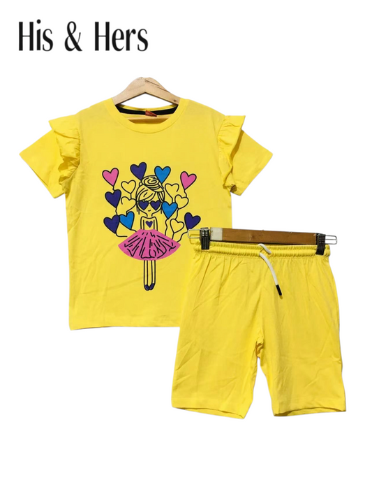 Hearts Balloon Yellow Nicker Suit Girls 204