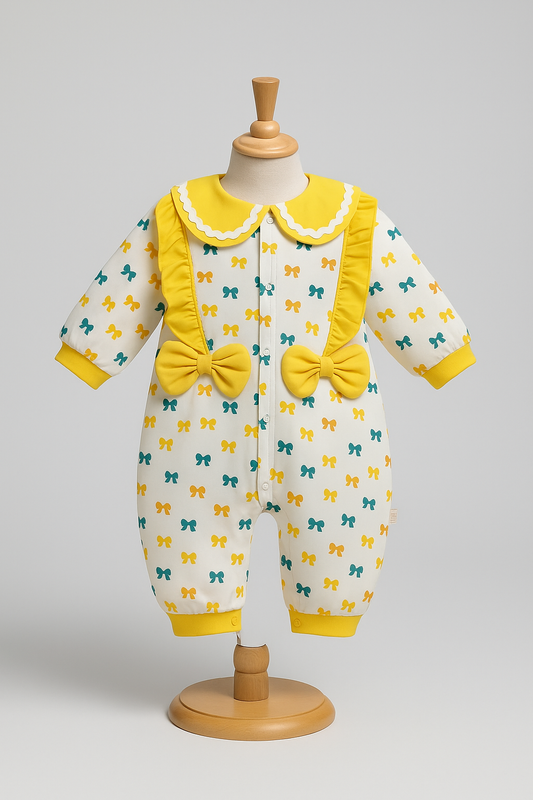 Sunny Bow Baby Romper – Yellow Delight Edition 🌼🎀