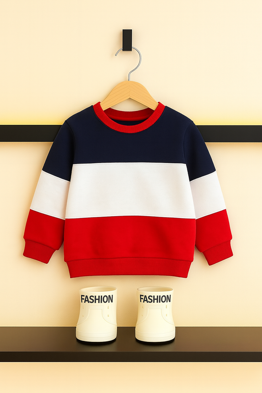 Colorblock Fleece Sweatshirt Boys -Balck , White, Red