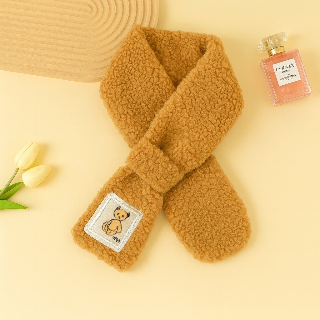 Brown Teddy Sherpa Scarf for Kids 🐥