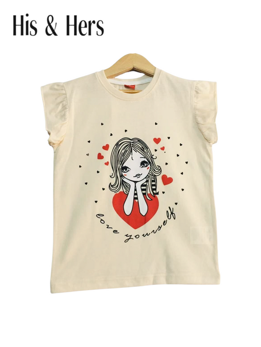 Love Yourself Cream T-Shirt Girls 219