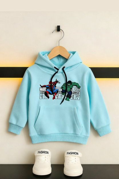 Boys Super Heros  Print Hoodie- Blue 280