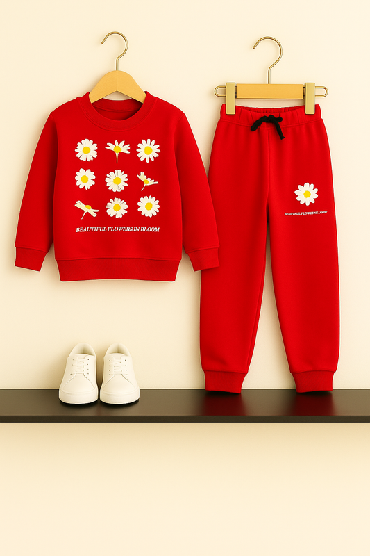 Nine Flowers Red Tracksuit Girls 422
