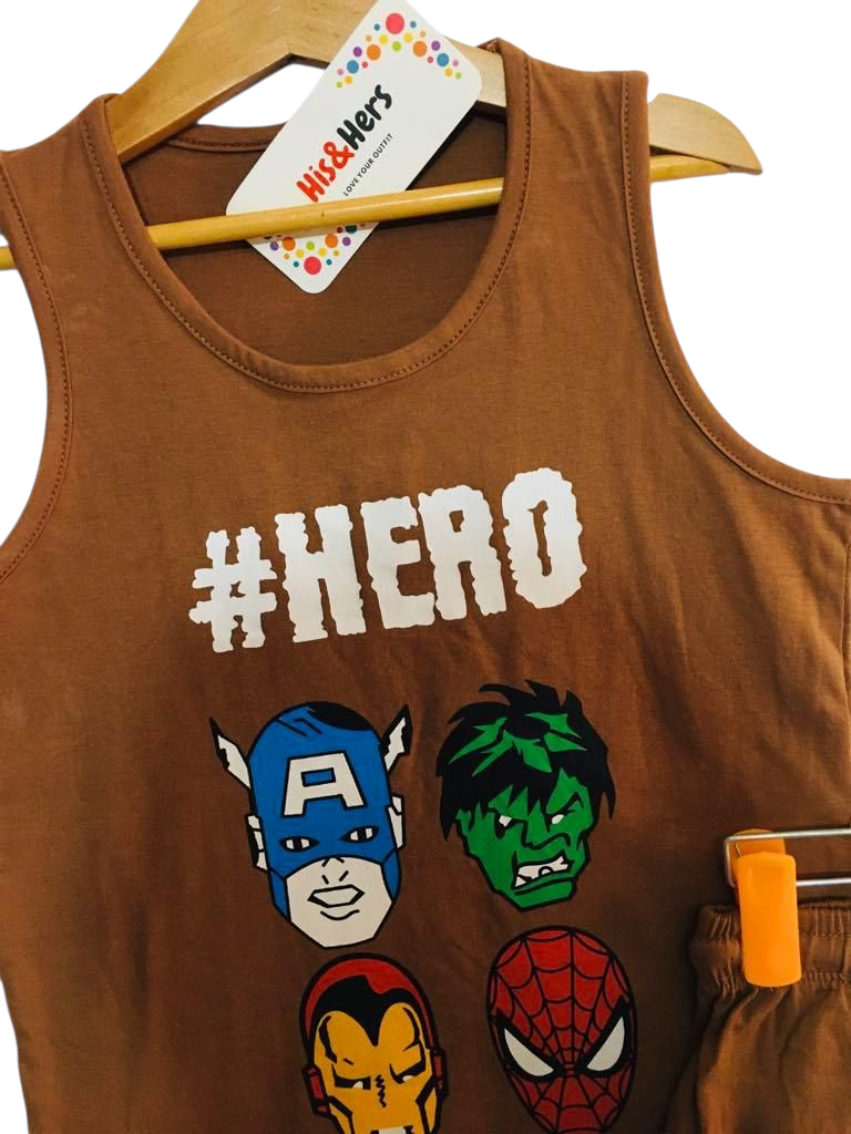 #HERO Sleeveless Brown  Nicker Suit Boys 216