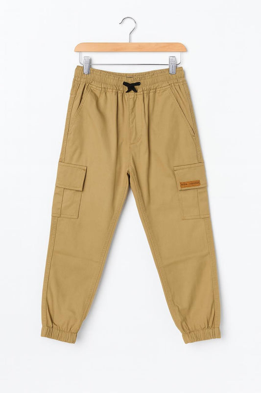 Boys' Brown Cargo Jogger Pants