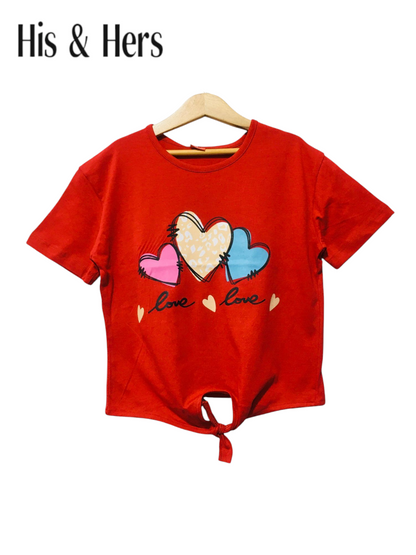 Love &Love Red  T-Shirt Girls 109