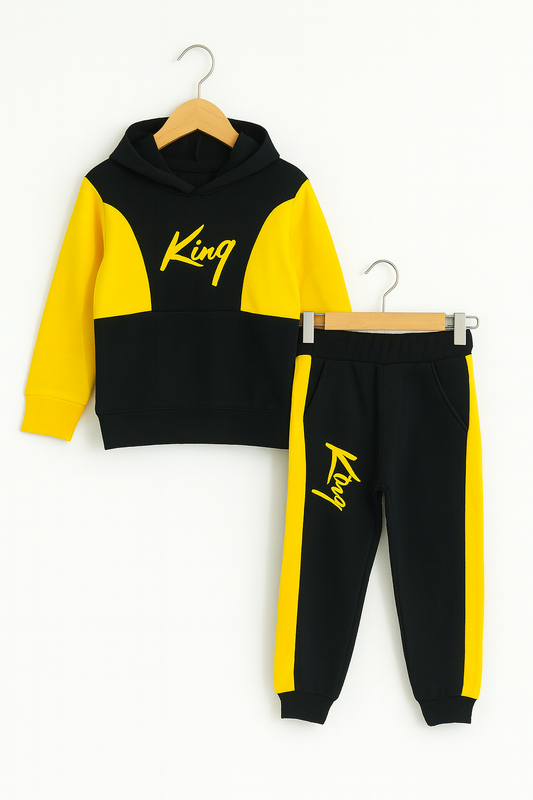 King Black &Yellow Hoodie Tracksuit 292