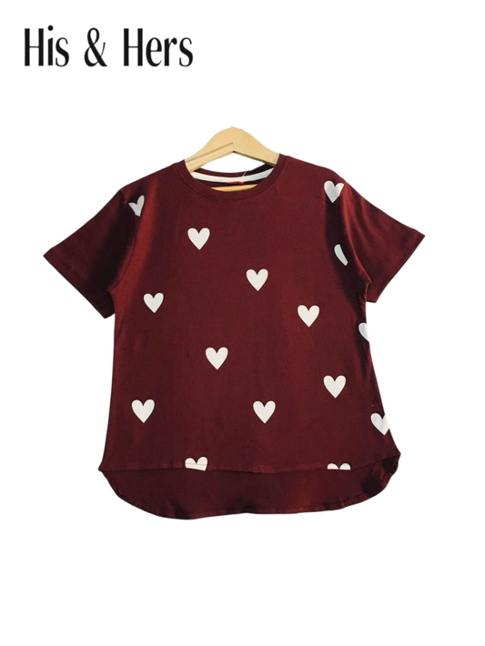 White Hearts Mahroon T-Shirt Girls 240