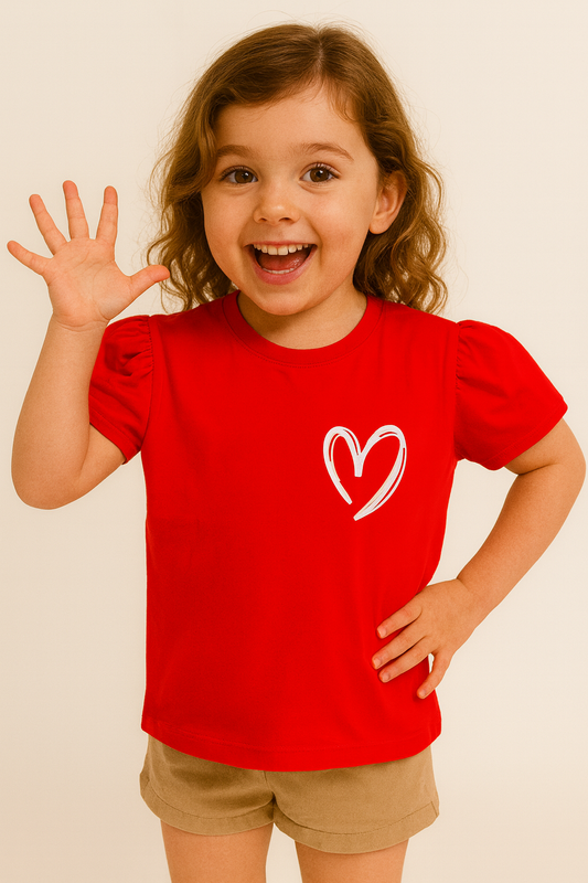 Heart Logo Red T-Shirt Girls 239