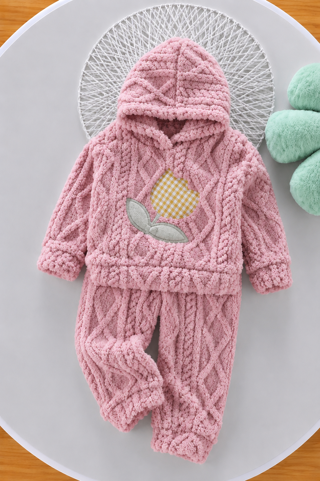 Pink Tulip Coral Fleece Winter Night Suit 139