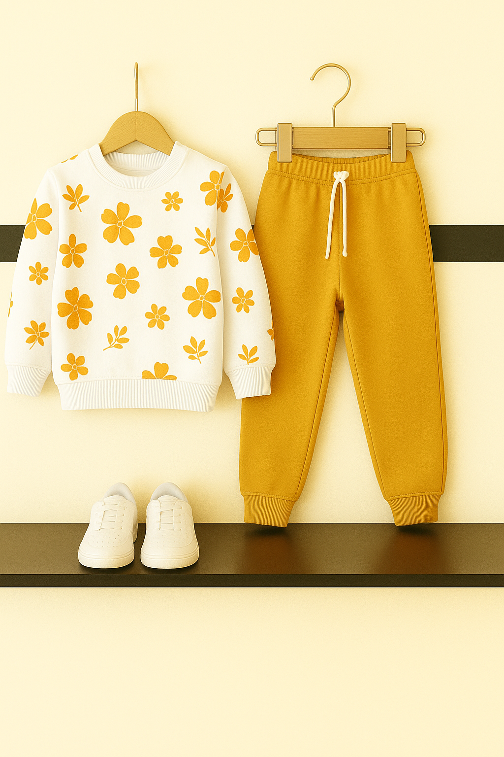 Kids Floral Sweatshirt & Mustard Jogger Set 218