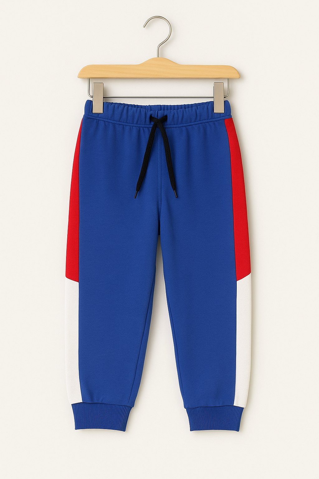 Color Block Athletic Joggers – Royal Blue, Red & White 🔵❤️