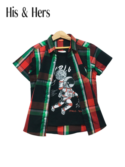 Green Red Checked Black Double Casual Shirt 251