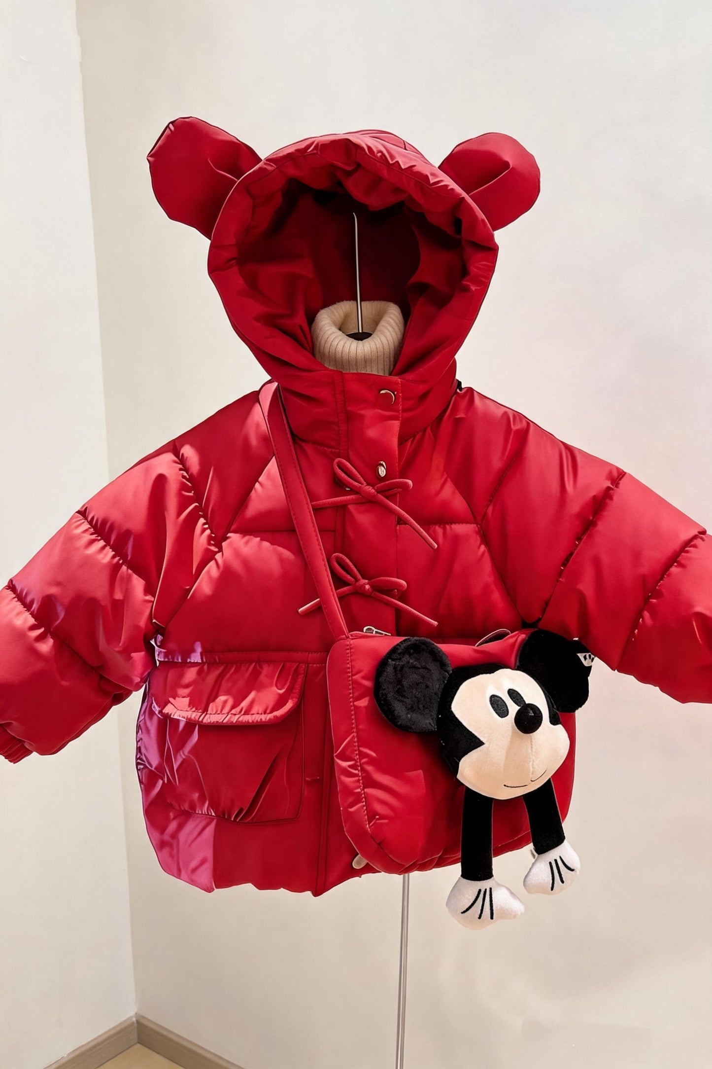 Misty Lilac Bow Puffer Jacket