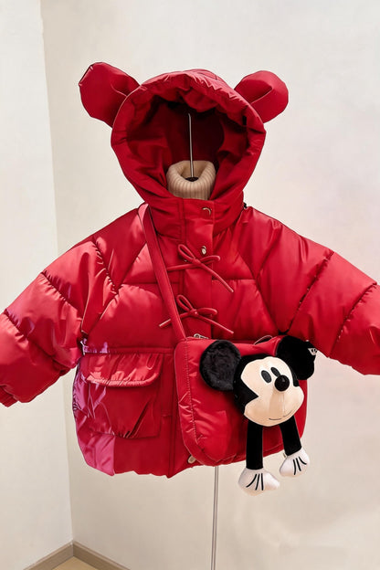 Misty Lilac Bow Puffer Jacket