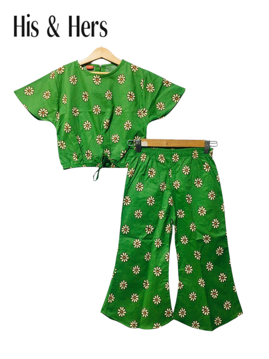 Flowers Allover Print Green Skate Fish Girls 235