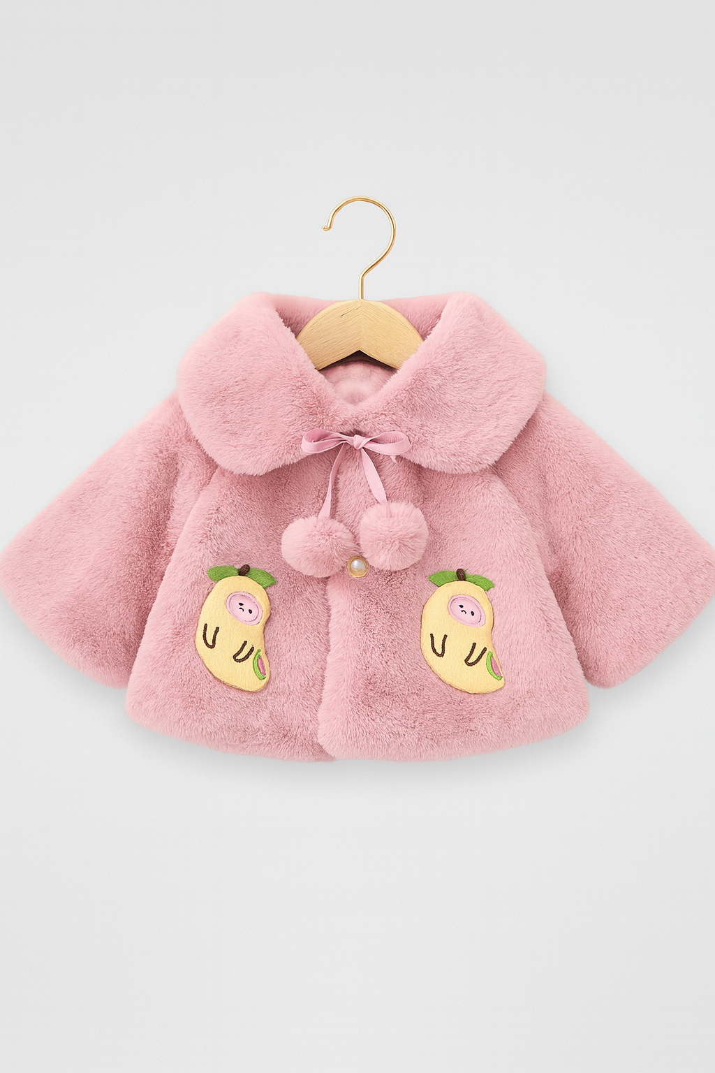Fluffy Red Winter Cape for Baby Girls – 3D Carrot