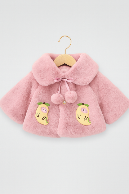 Fluffy Red Winter Cape for Baby Girls – 3D Carrot