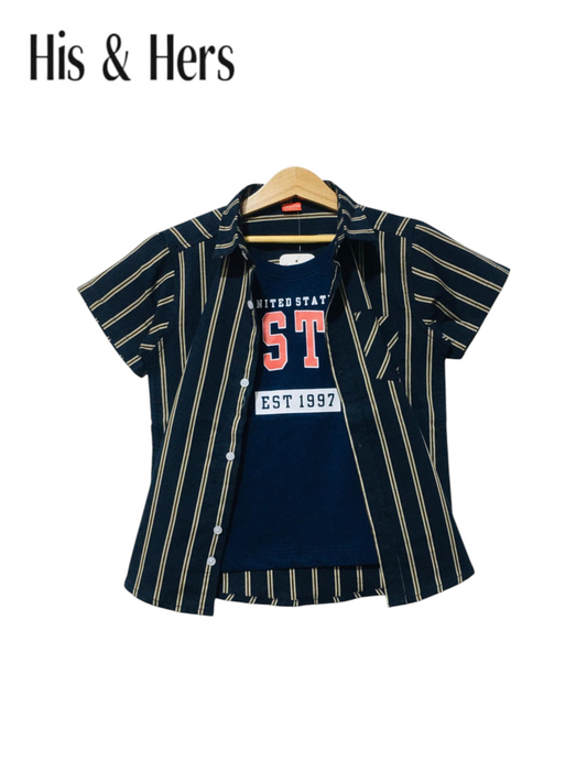 Yellow Stripped Black Double Casual Shirt 251