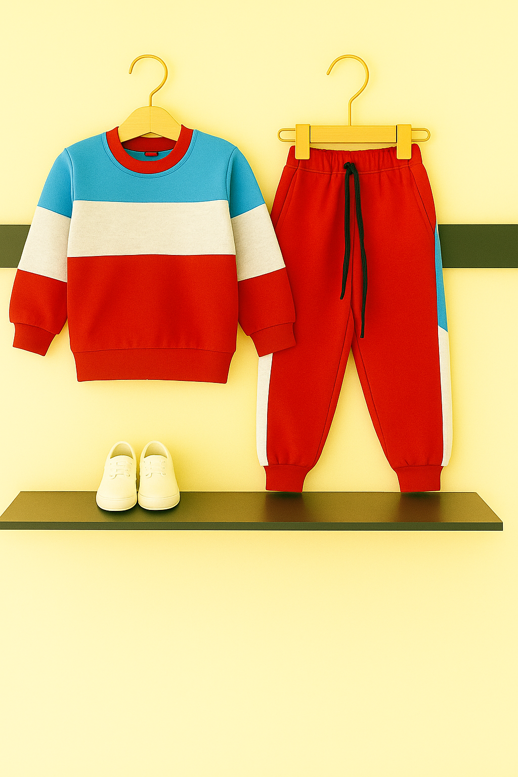 Colorblock Fleece Tracksuit – Blue. Off-white. Red 296
