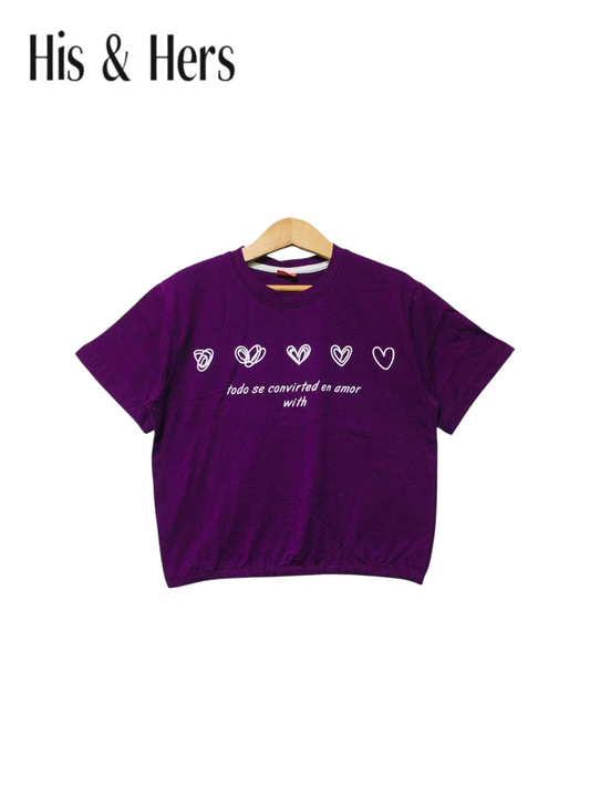 Five Small Hearts Violet T-Shirt Girls