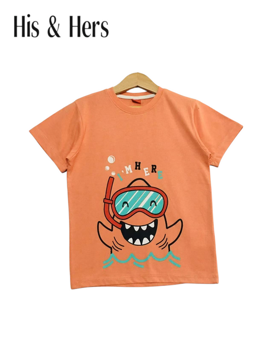 Snorkeling Shark Peach T-Shirt Boys 215