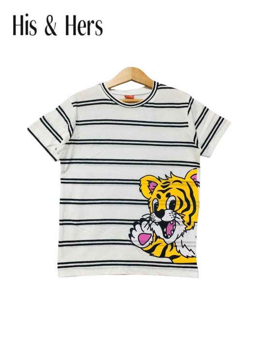 Tiger Print Black& White Stripped T-Shirt Boys 449