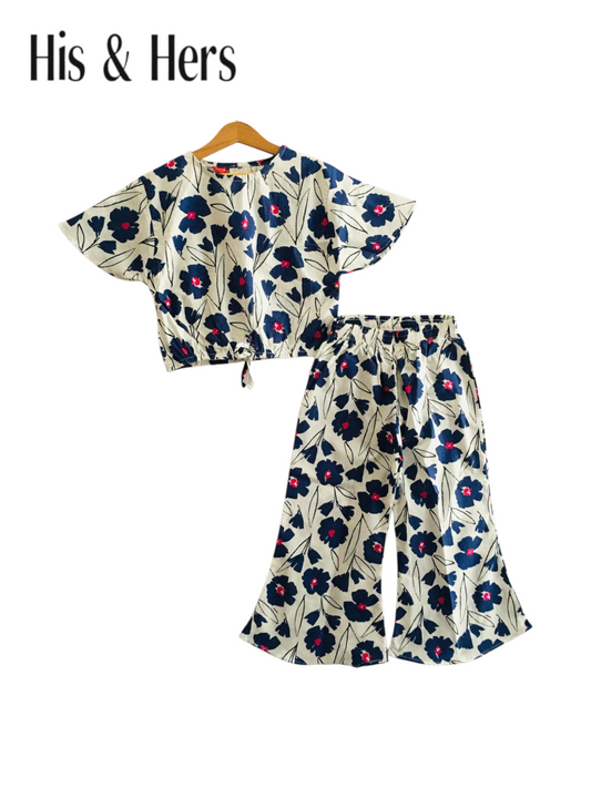 Navy Flowers All Over Print Skate Fish Girls 228