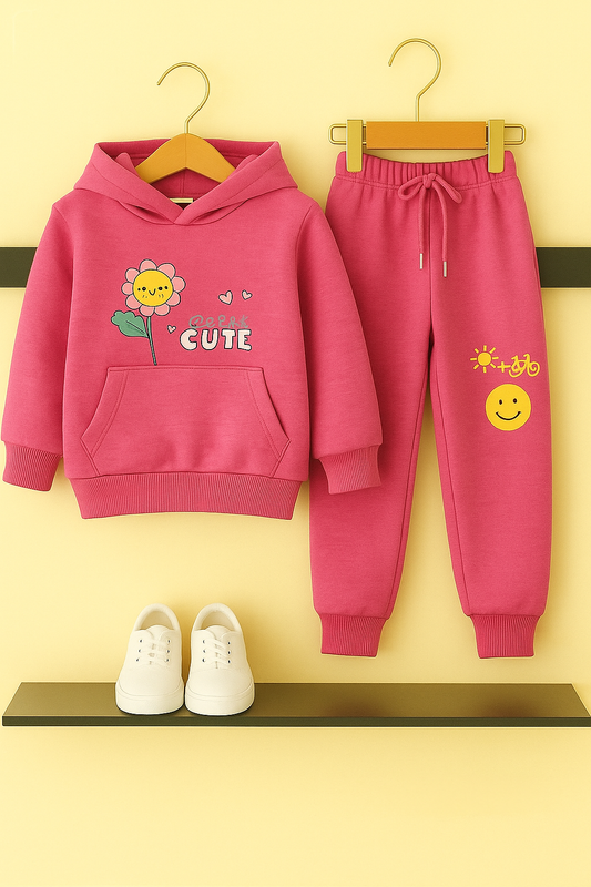"Born to be Cute" Fleece Hoodie Tracksuit Girls 286