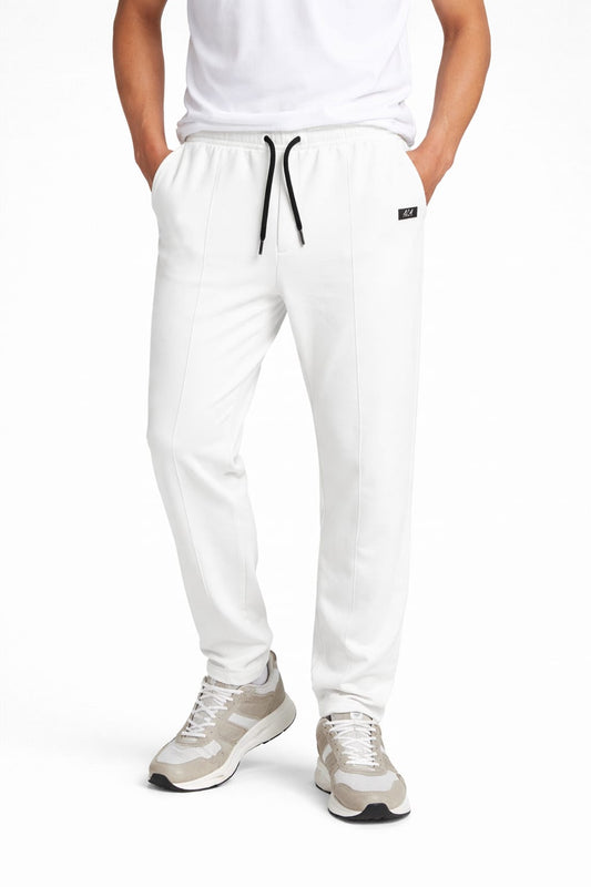 Men white jogger trouser soft fabric, comfortable daily wear pant Pakistan, perfect fitting.