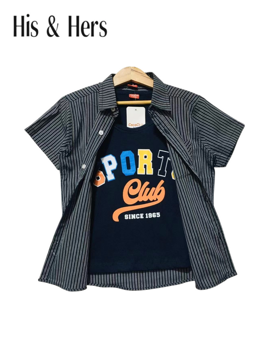 Black Inner Black Stripped Double Casual Shirt Boys 211