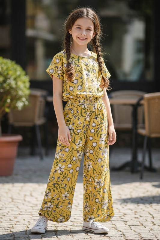 Yellow Floral Prints Skate Fish Girls 507