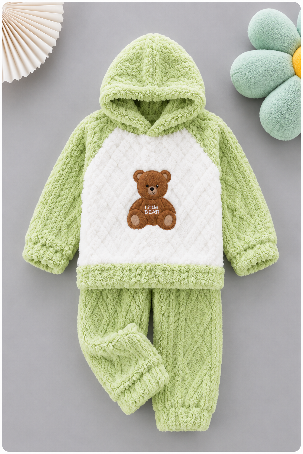 Green Little Bear Coral Fleece Winter Night Suit 136