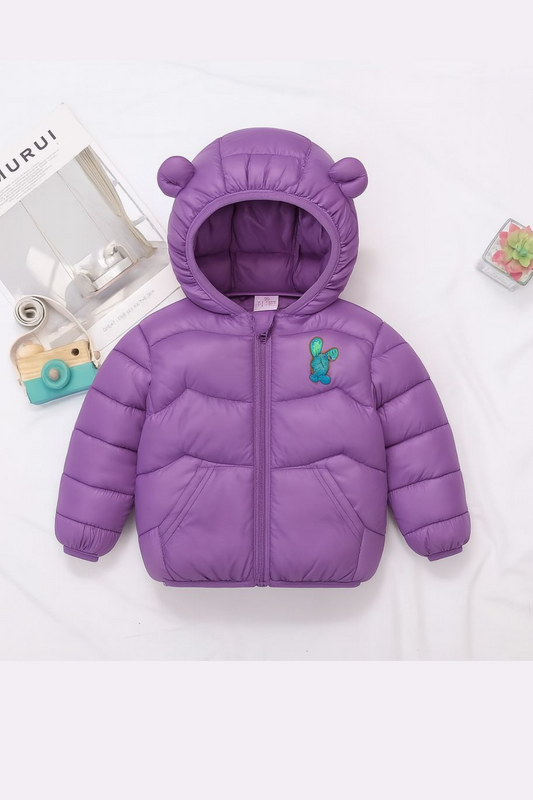 Teddy Ear Kids Puffer Jacket – Purple