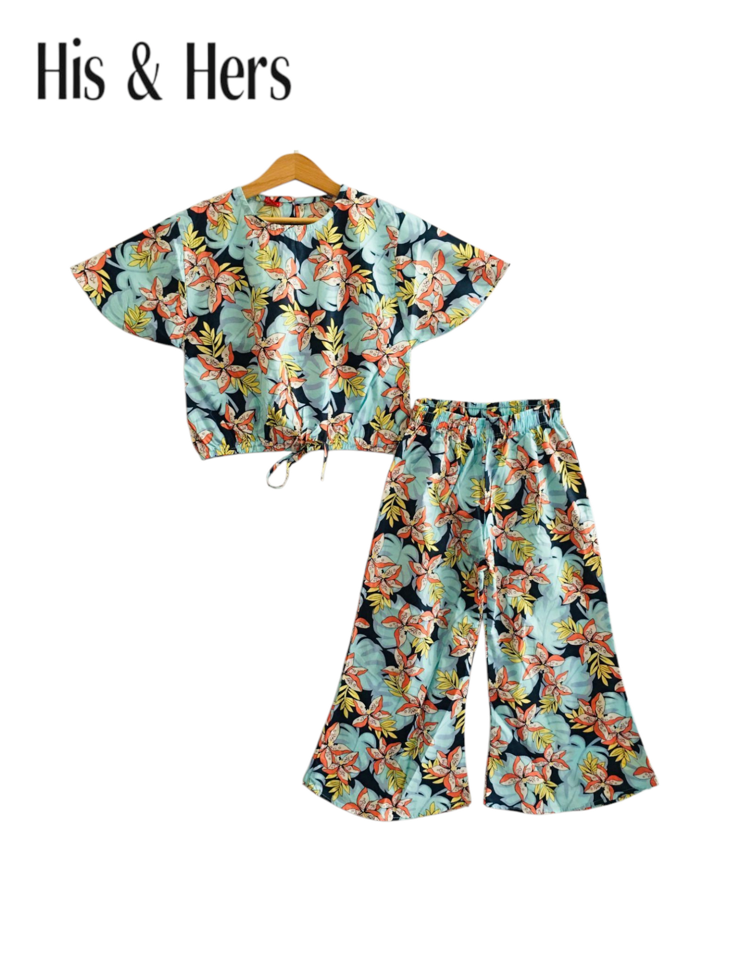 Blue Leaves & Orange Flowers All Over Print Skate Fish Girls 222