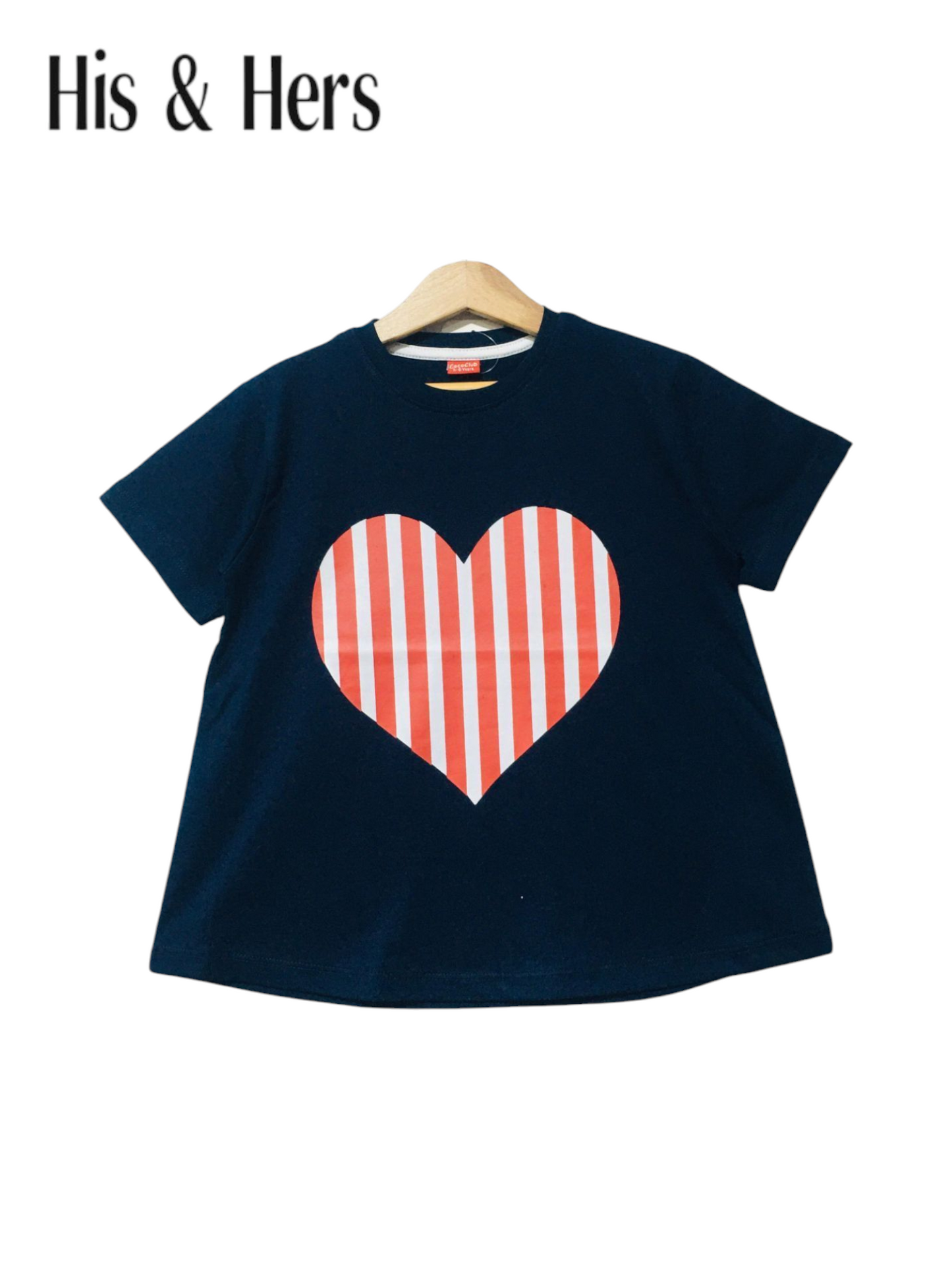 Stripped Heart Navy T-Shirt Girls 243