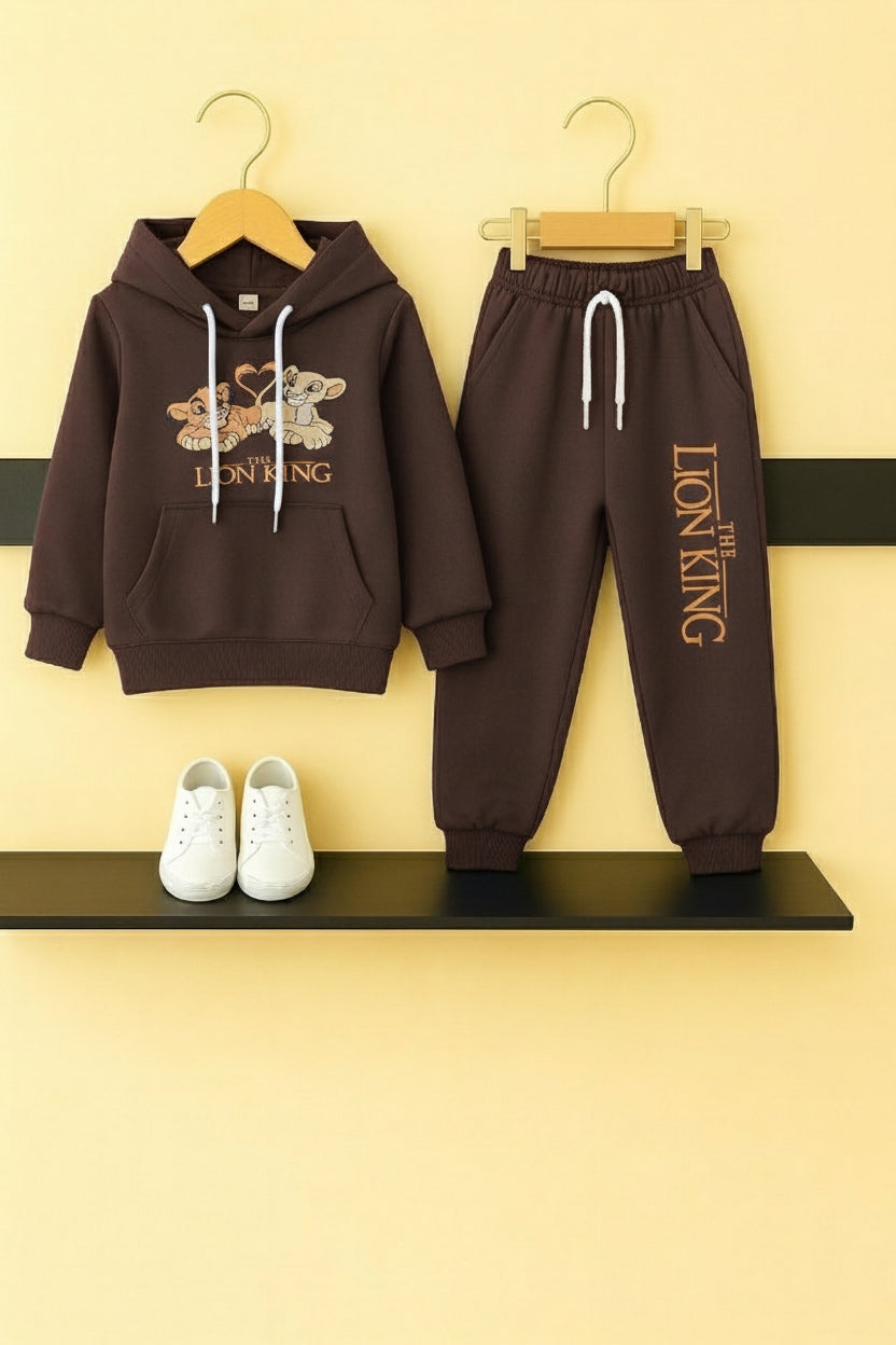 The Lion King Print Brown Fleece Hoodie Tracksuit Boys 533