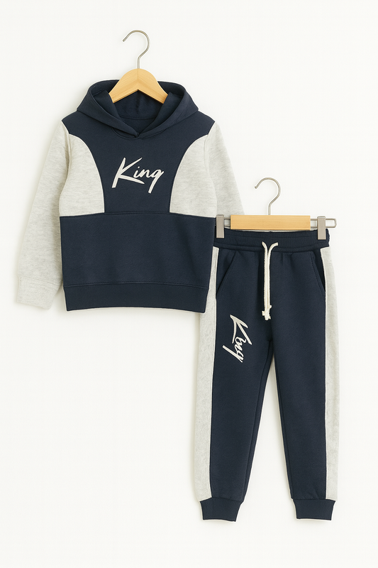 King Navy &Gray Hoodie Tracksuit (009)